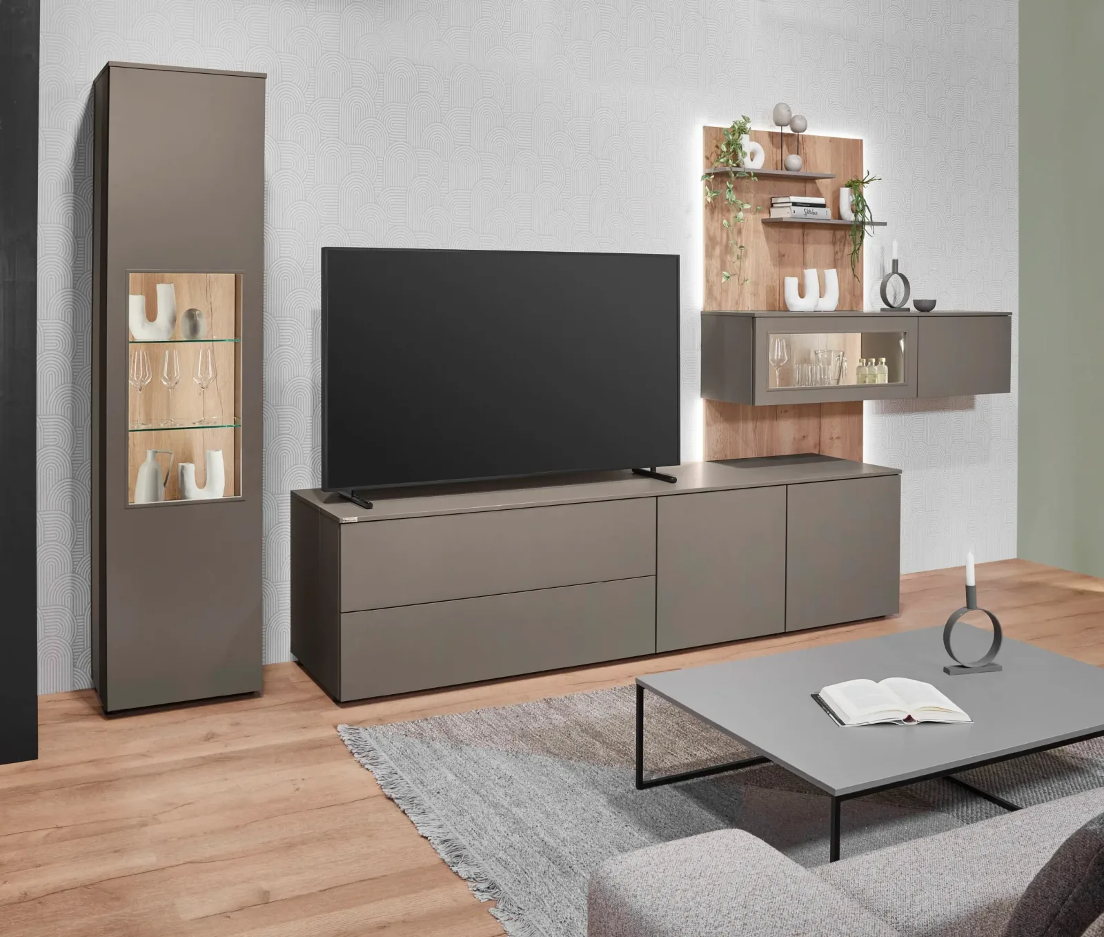 meuble tv avec colonne gris moderne