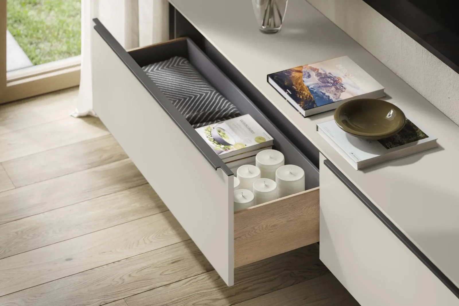tiroir coulissant meuble tv