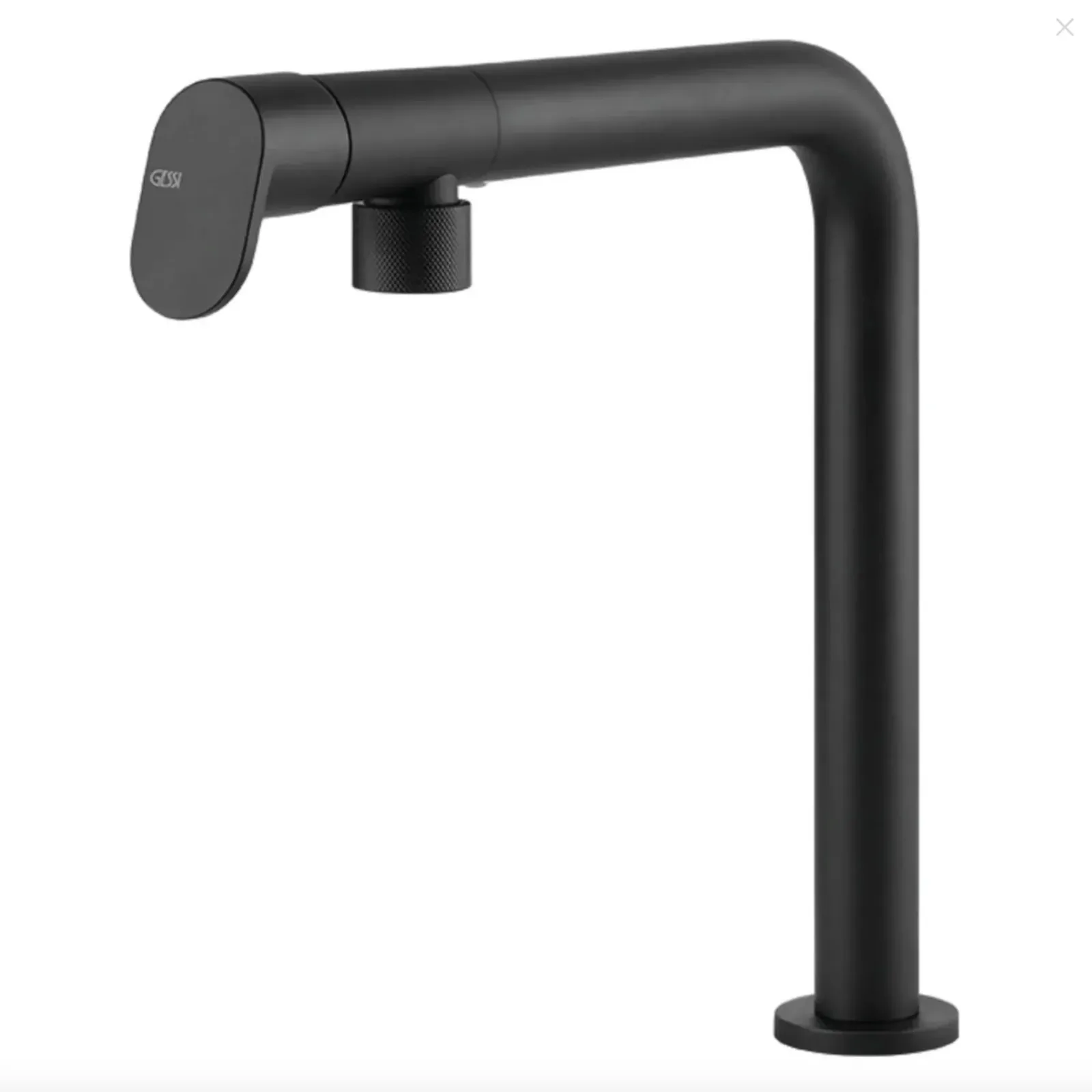 Mitigeur Gessi noir mat au design contemporain, bec haut coudé